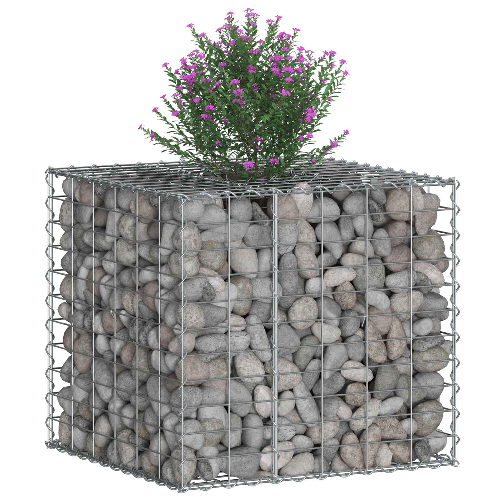 Gabion hevet seng sølv 60 x 60 x 55 cm Galvanisert Stål vidaXL