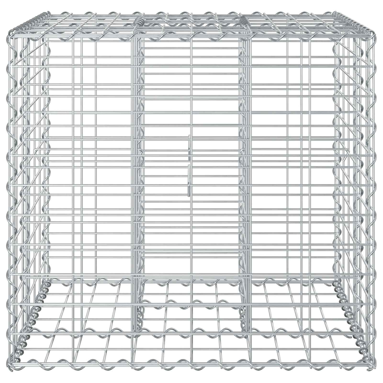 Gabion hevet seng sølv 60 x 60 x 55 cm Galvanisert Stål vidaXL