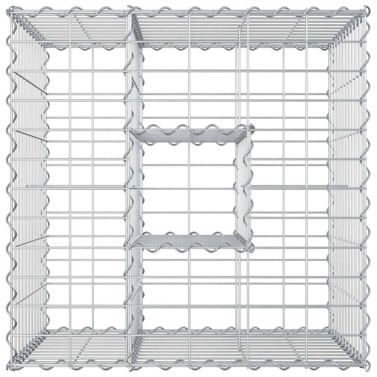 Gabion hevet seng sølv 60 x 60 x 55 cm Galvanisert Stål vidaXL