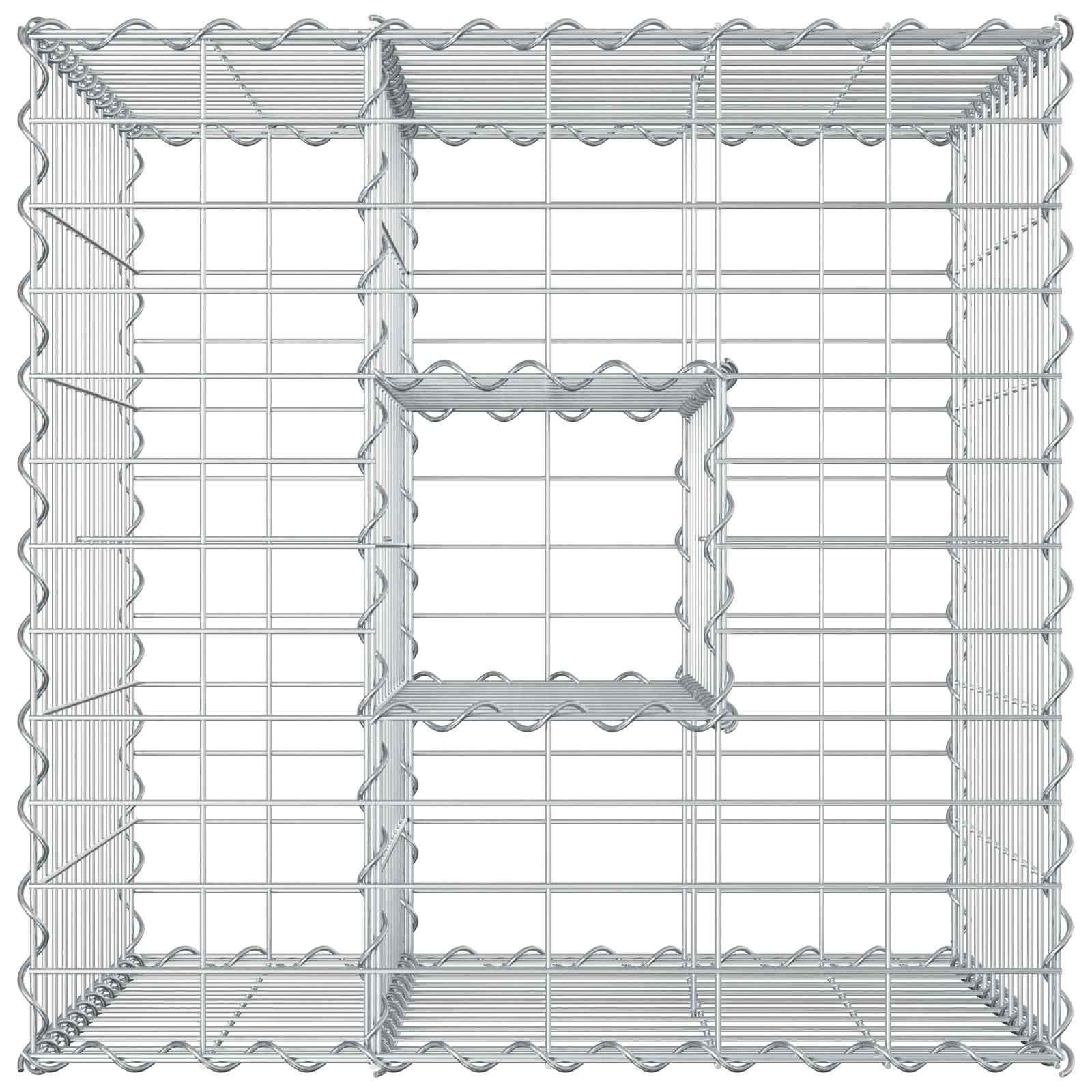 Gabion hevet seng sølv 60 x 60 x 55 cm Galvanisert Stål vidaXL