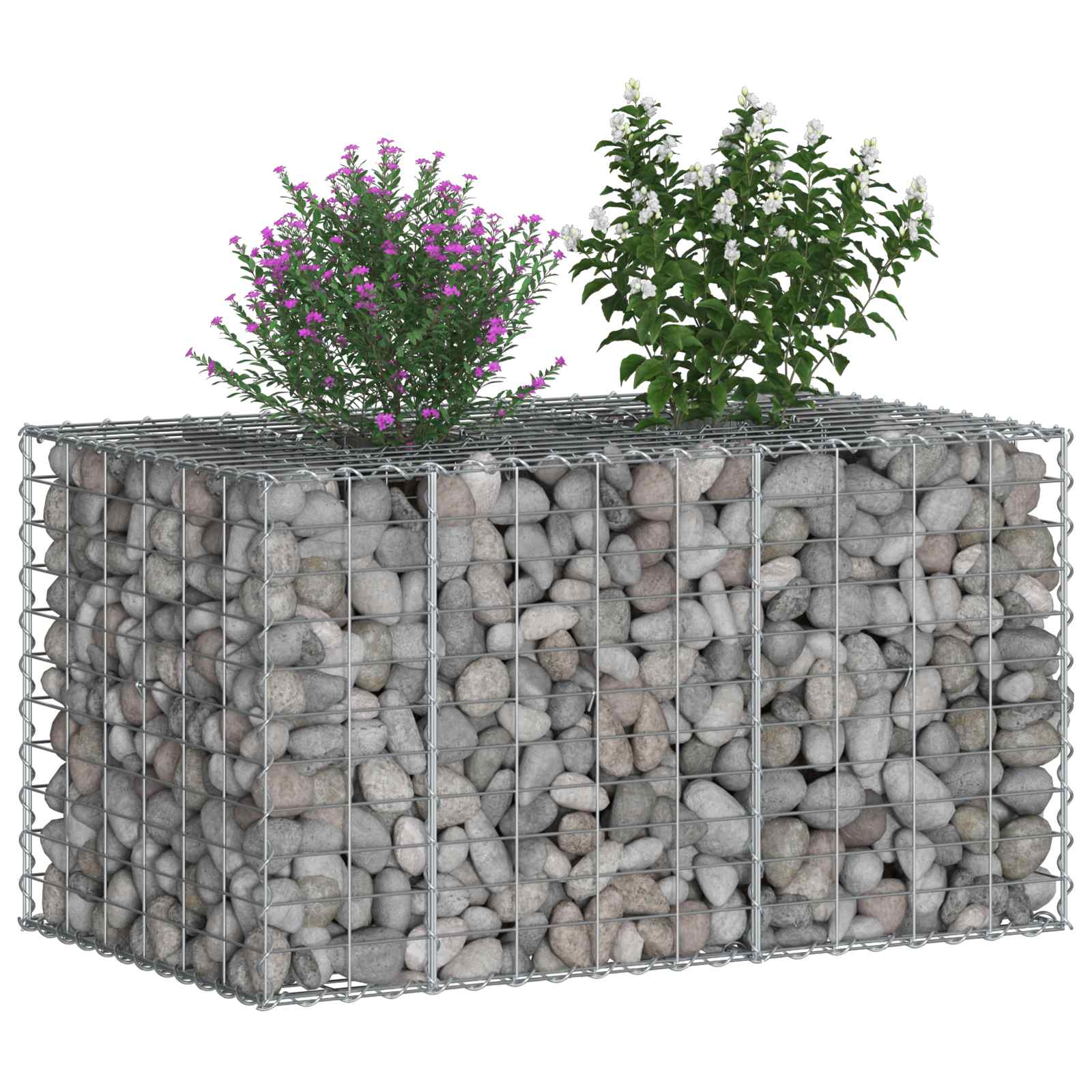 Gabion hevet seng sølv 100 x 60 x 55 cm Galvanisert Stål vidaXL