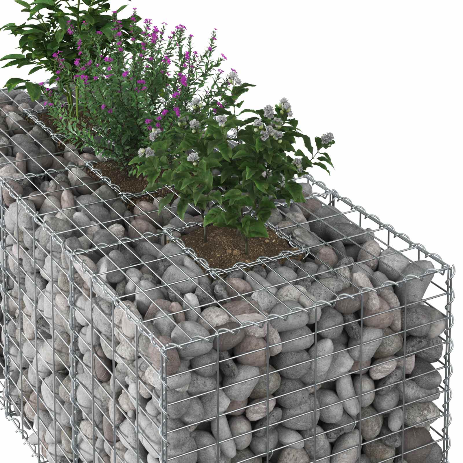 Gabion hevet seng sølv 140 x 60 x 55 cm Galvanisert Stål vidaXL