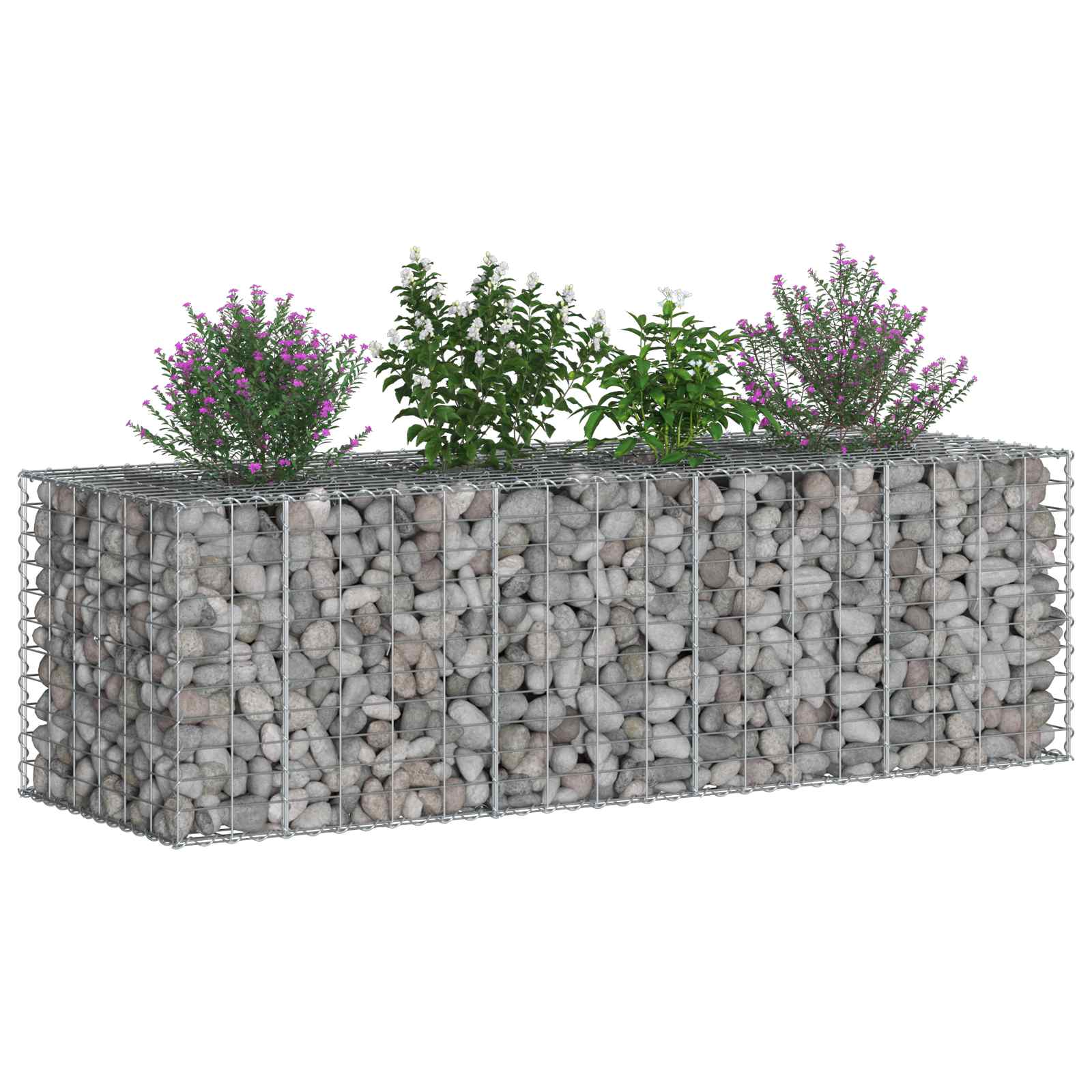 Gabion hevet seng sølv 180 x 60 x 55 cm Galvanisert Stål vidaXL