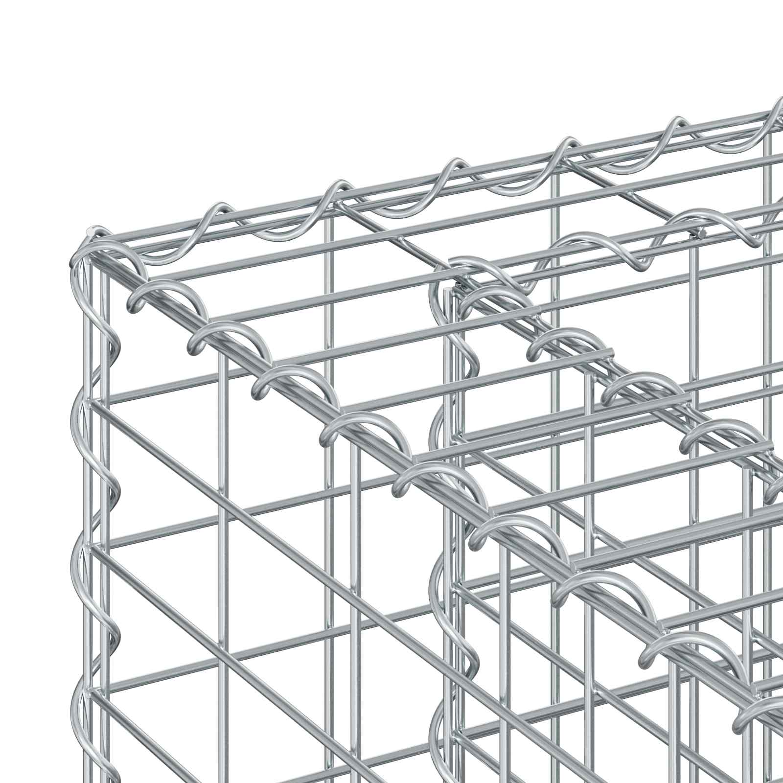 Gabion hevet seng sølv 50 x 50 x 80 cm Galvanisert Stål vidaXL