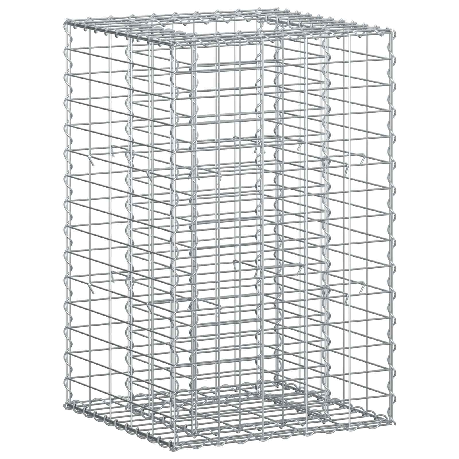 Gabion hevet seng sølv 50 x 50 x 80 cm Galvanisert Stål vidaXL