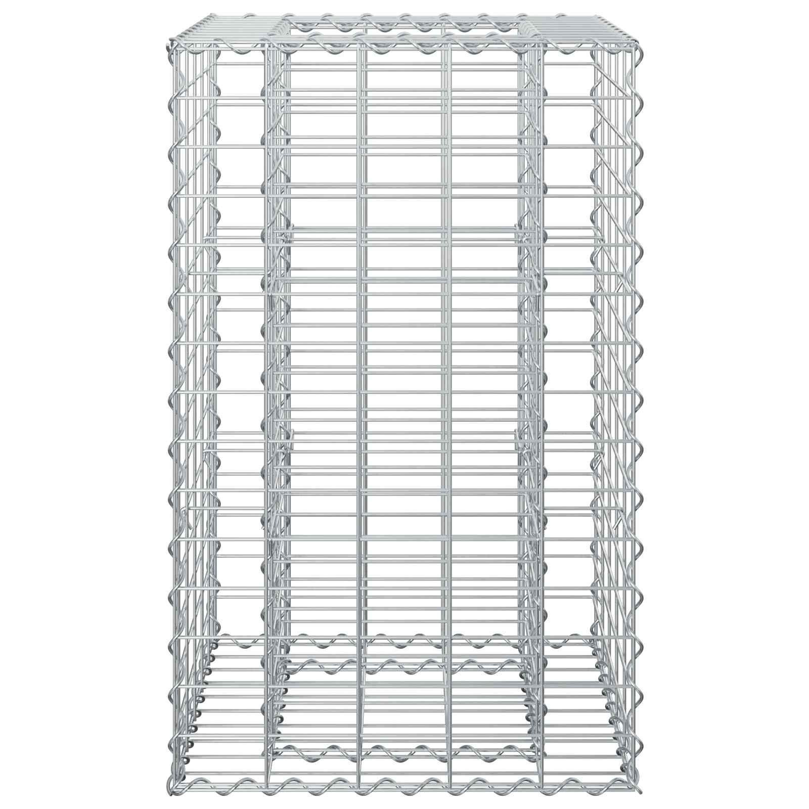 Gabion hevet seng sølv 50 x 50 x 80 cm Galvanisert Stål vidaXL