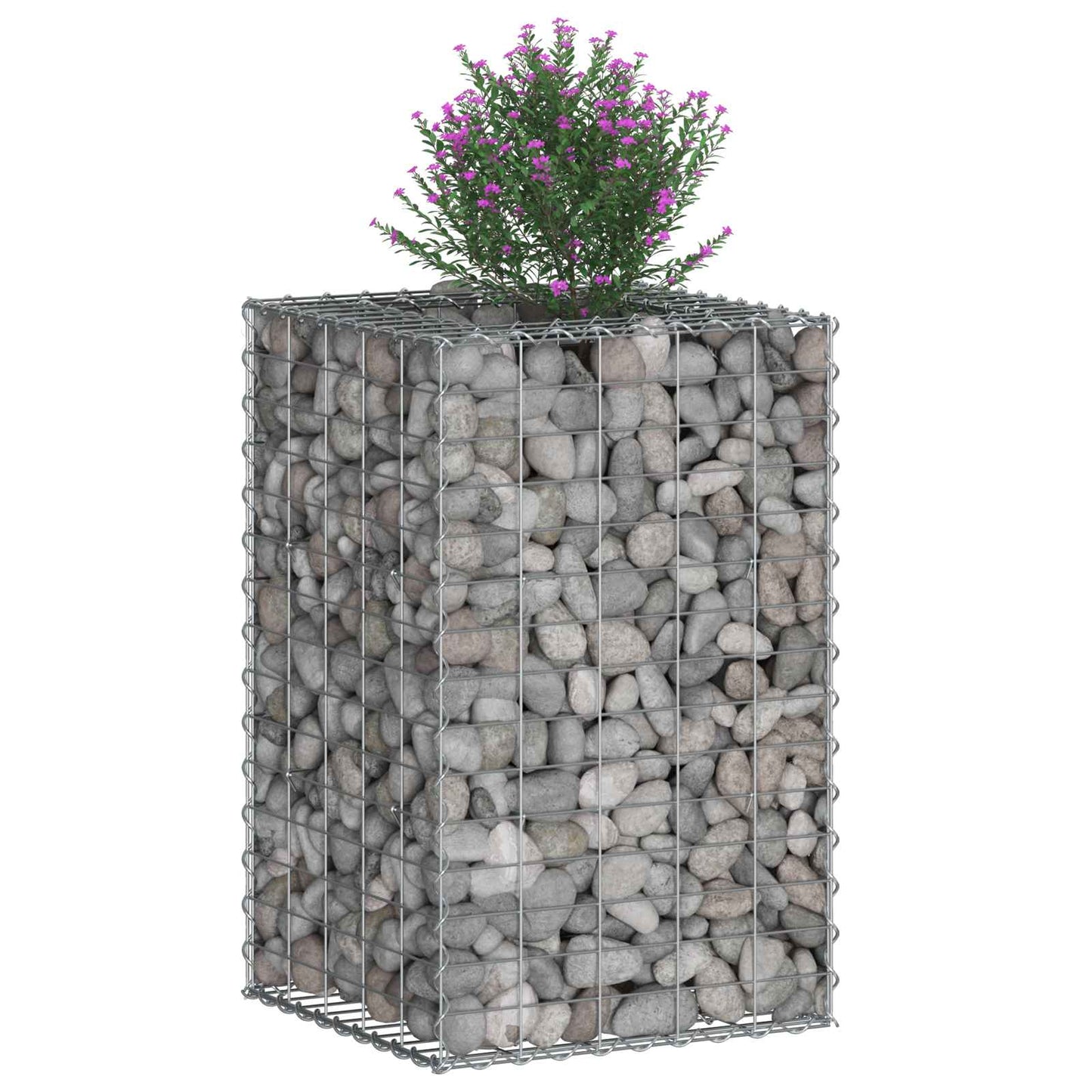Gabion hevet seng sølv 50 x 50 x 80 cm Galvanisert Stål vidaXL