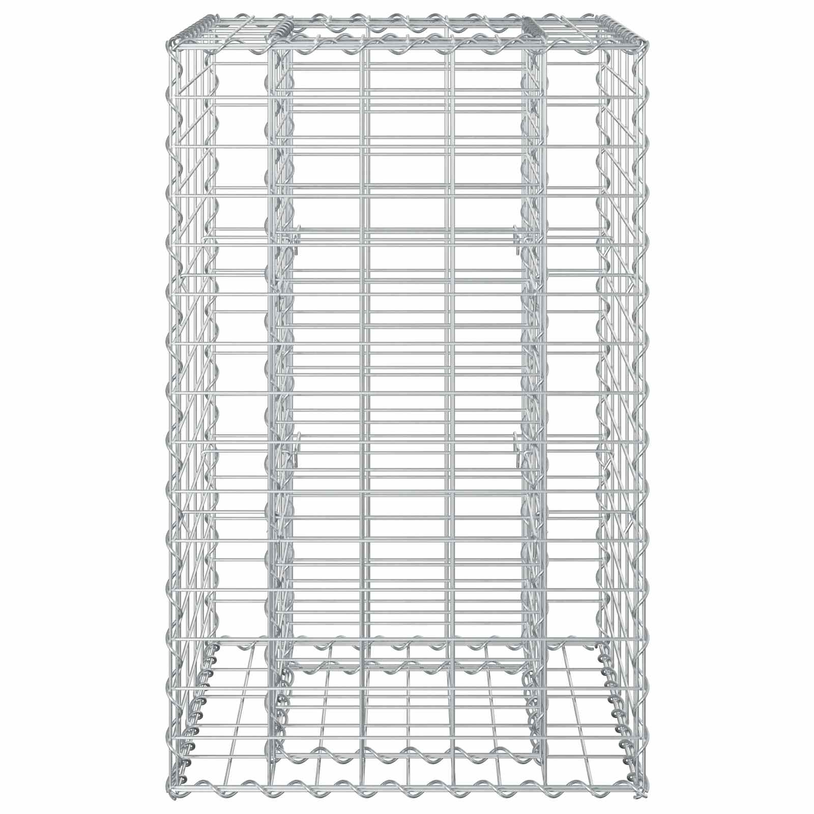 Gabion hevet seng sølv 50 x 50 x 80 cm Galvanisert Stål vidaXL