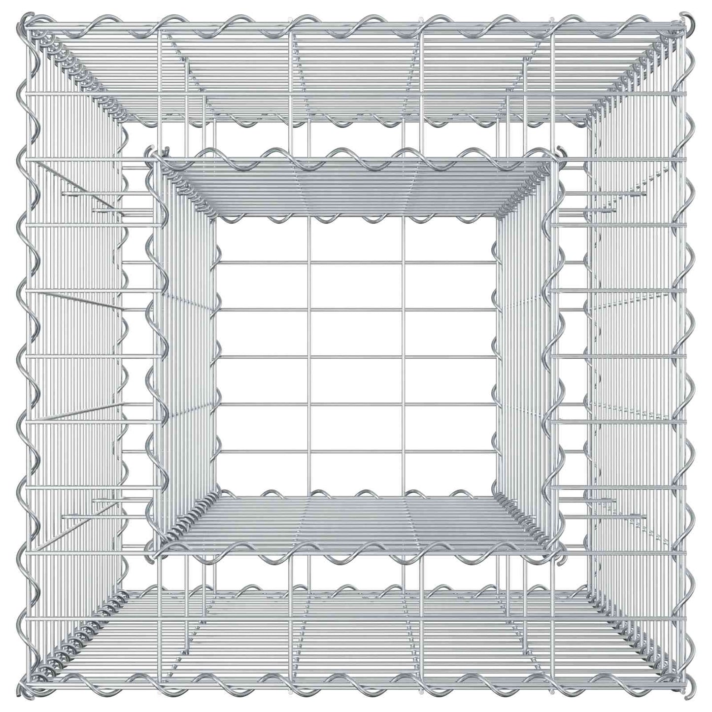 Gabion hevet seng sølv 50 x 50 x 80 cm Galvanisert Stål vidaXL