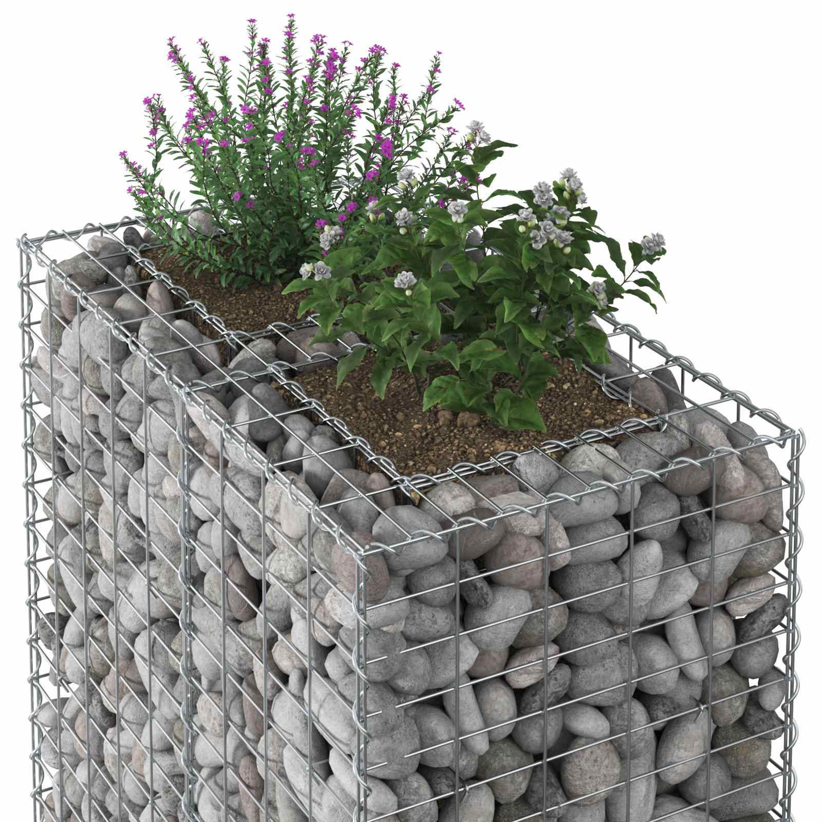 Gabion hevet seng sølv 90 x 50 x 80 cm Galvanisert Stål vidaXL