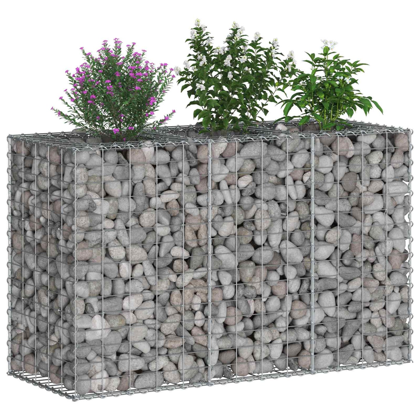 Gabion hevet seng sølv 130 x 50 x 80 cm Galvanisert Stål vidaXL