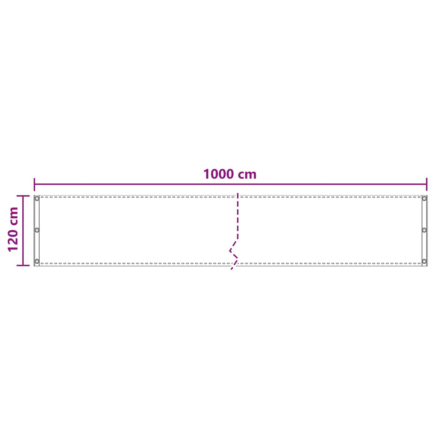 Balkong Skjerm Beige 120 x 1000 cm HDPE og Aluminium