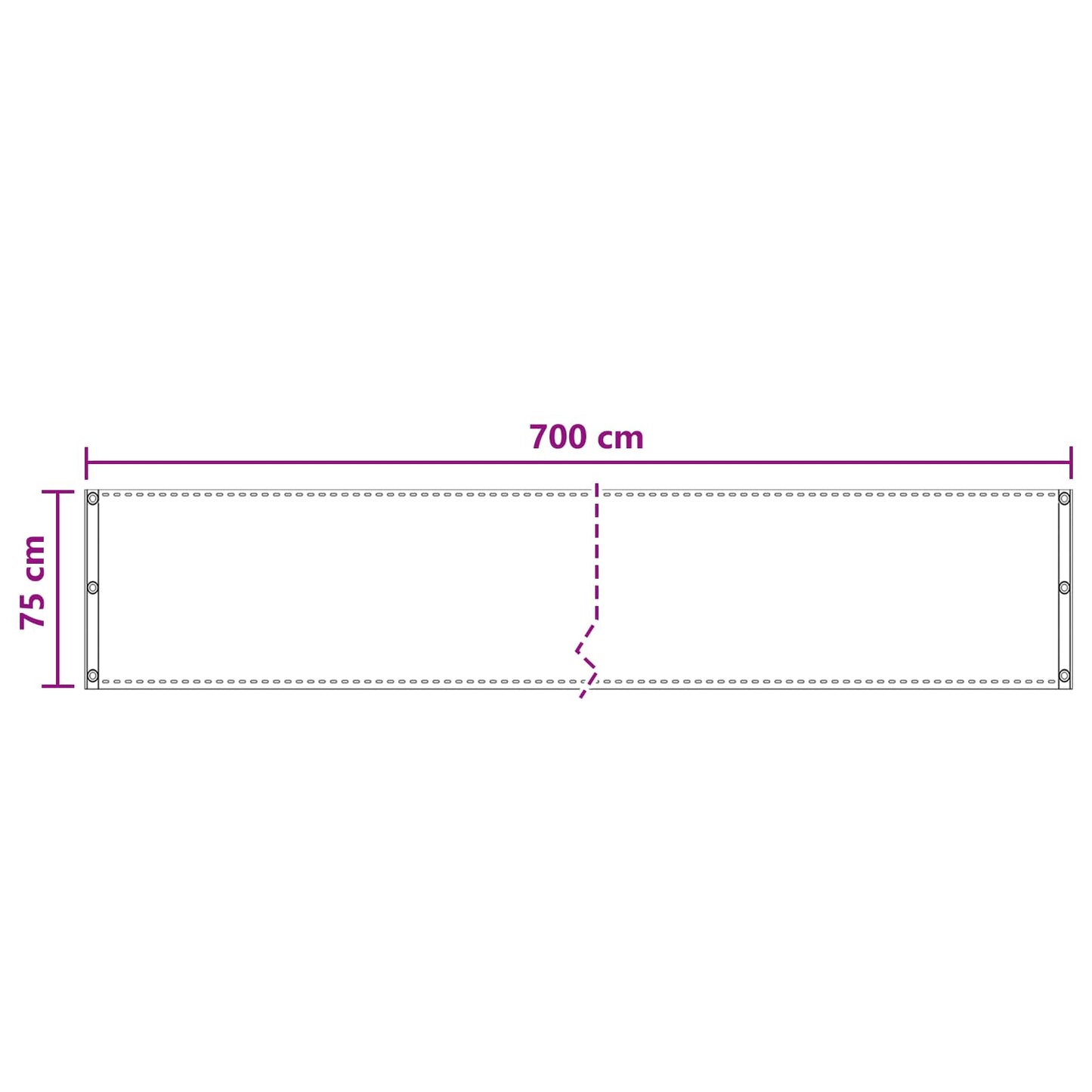 Balkong Skjerm Krem 75 x 700 cm HDPE og Aluminium