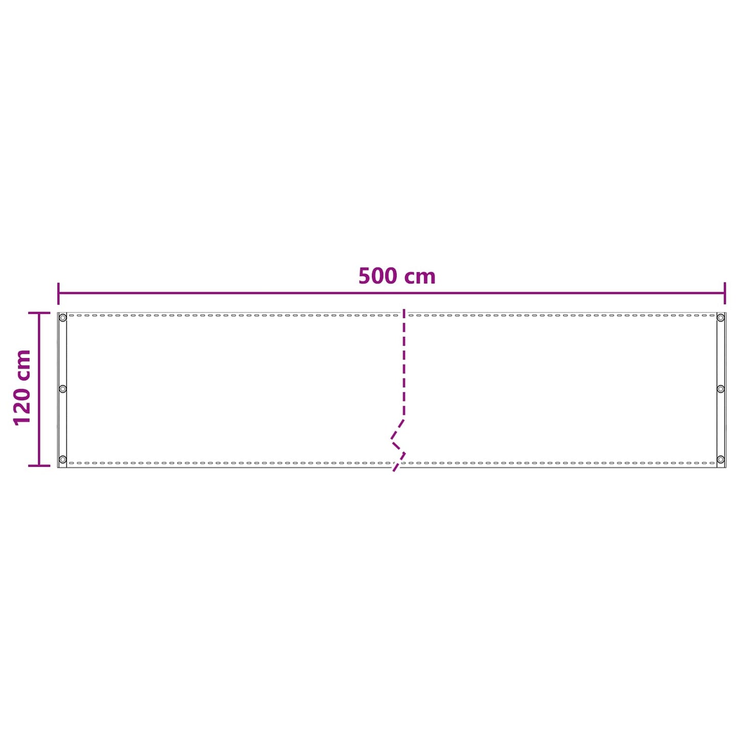 Balkong Skjerm sand 120 x 500 cm HDPE og Aluminium