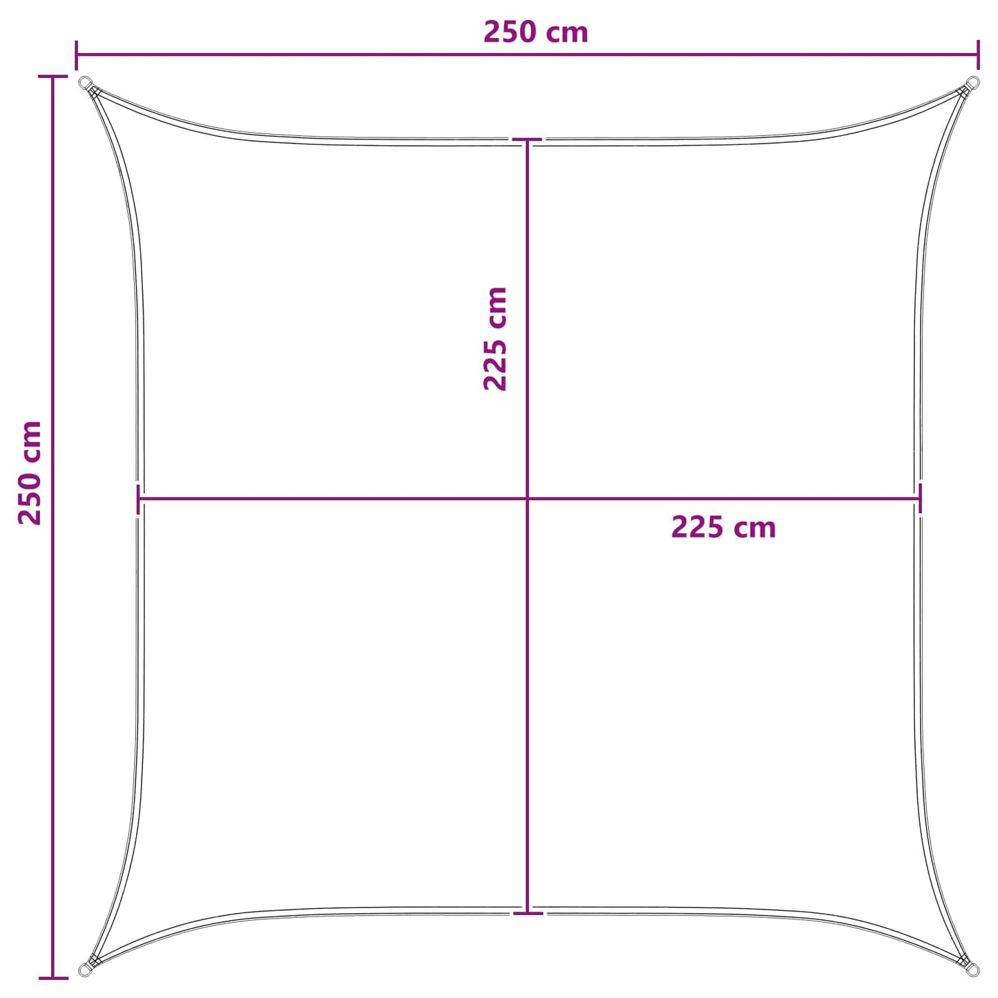 Solseil Antrasitt og Hvit 2,5 x 2,5 m HDPE