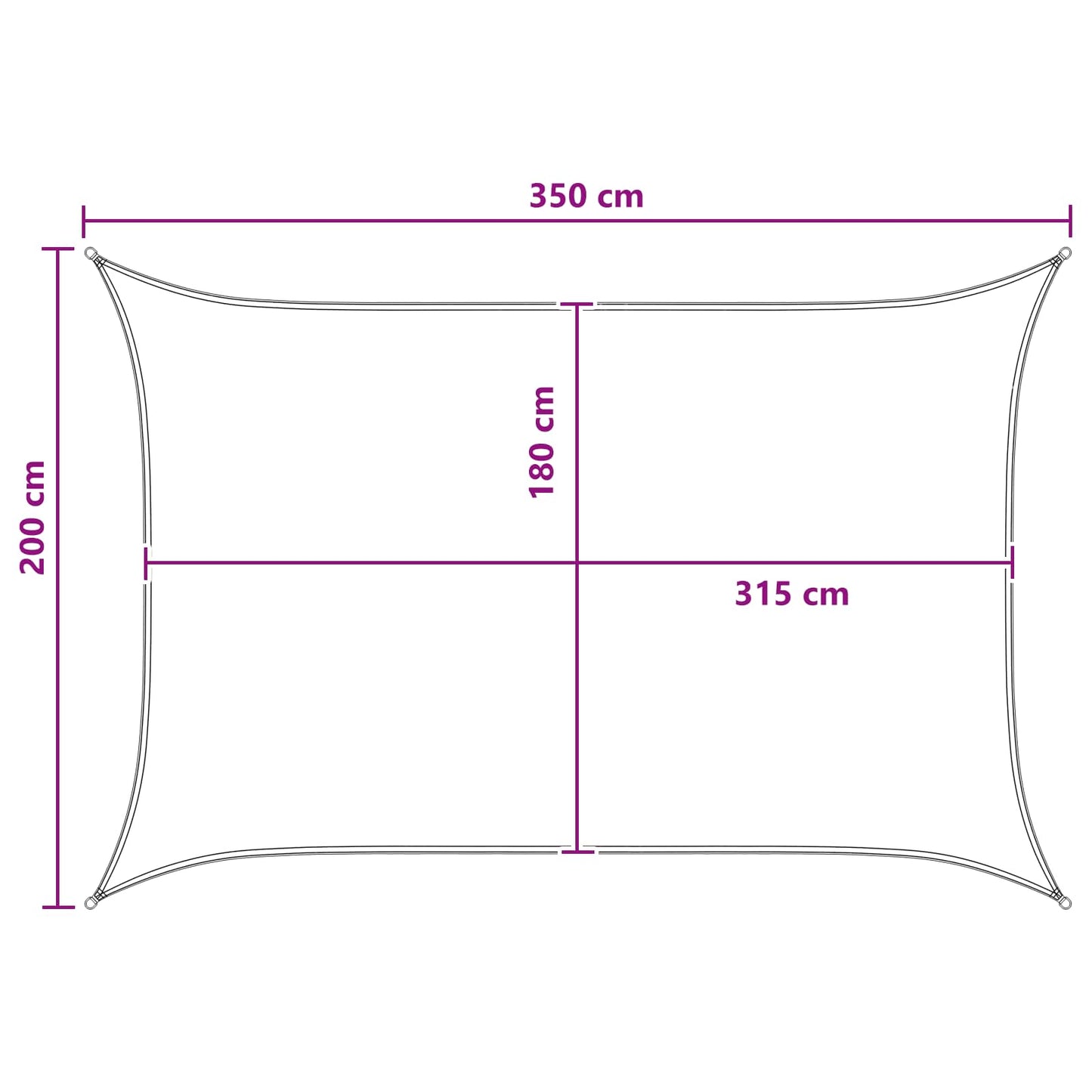 Solseil Antrasitt og Hvit 2 x 3,5 m HDPE