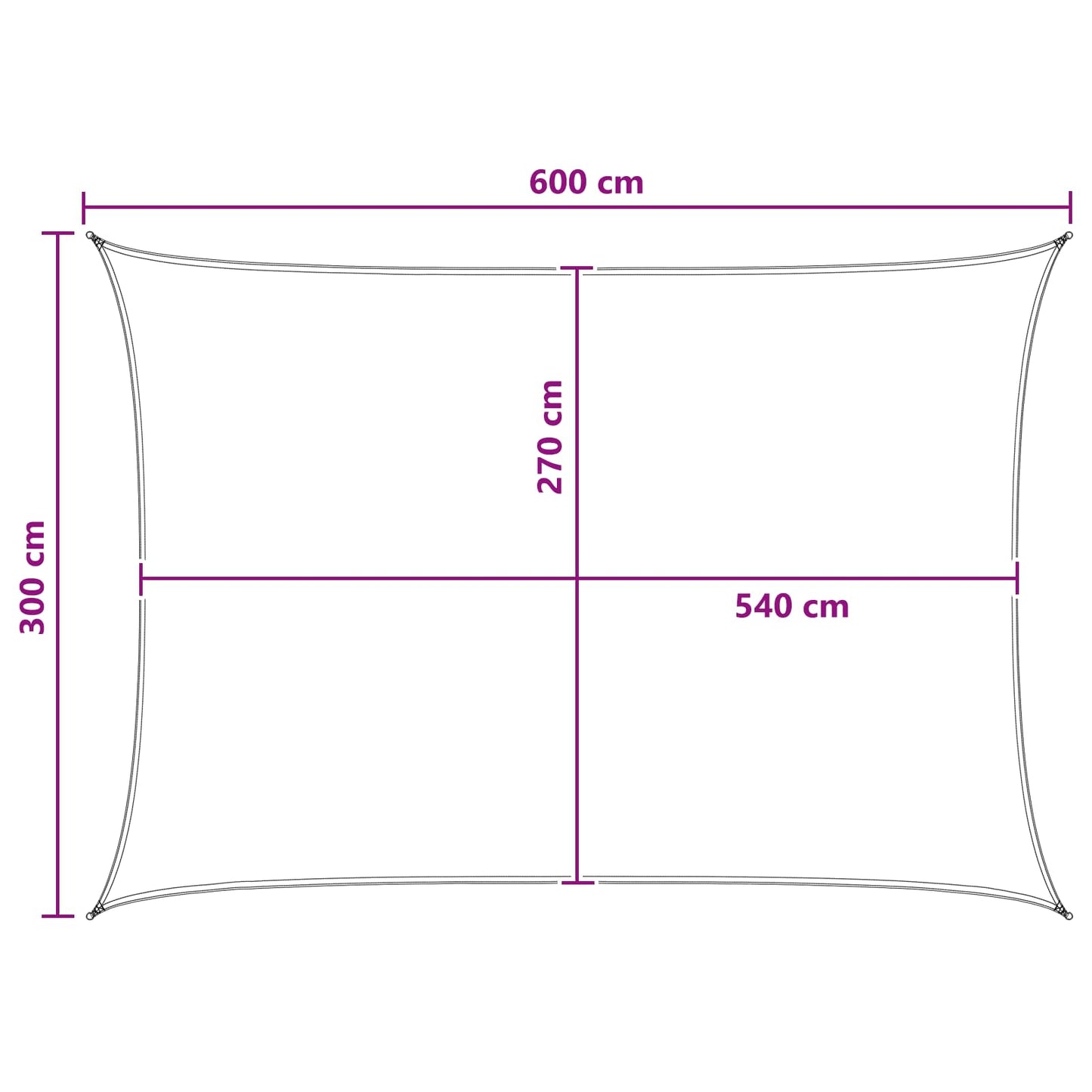 Solseil Antrasitt og Hvit 3 x 6 m HDPE