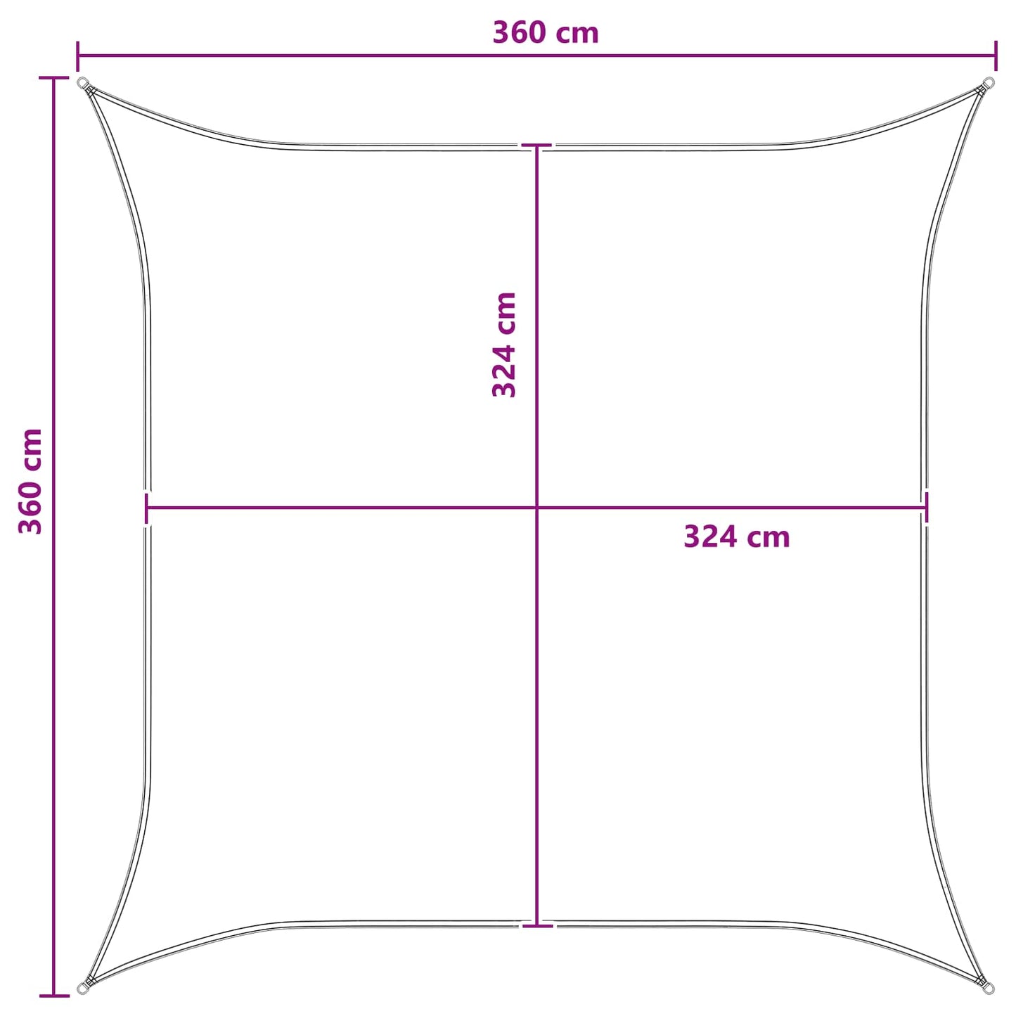 Solseil Gul og hvit 3,6 x 3,6 m HDPE