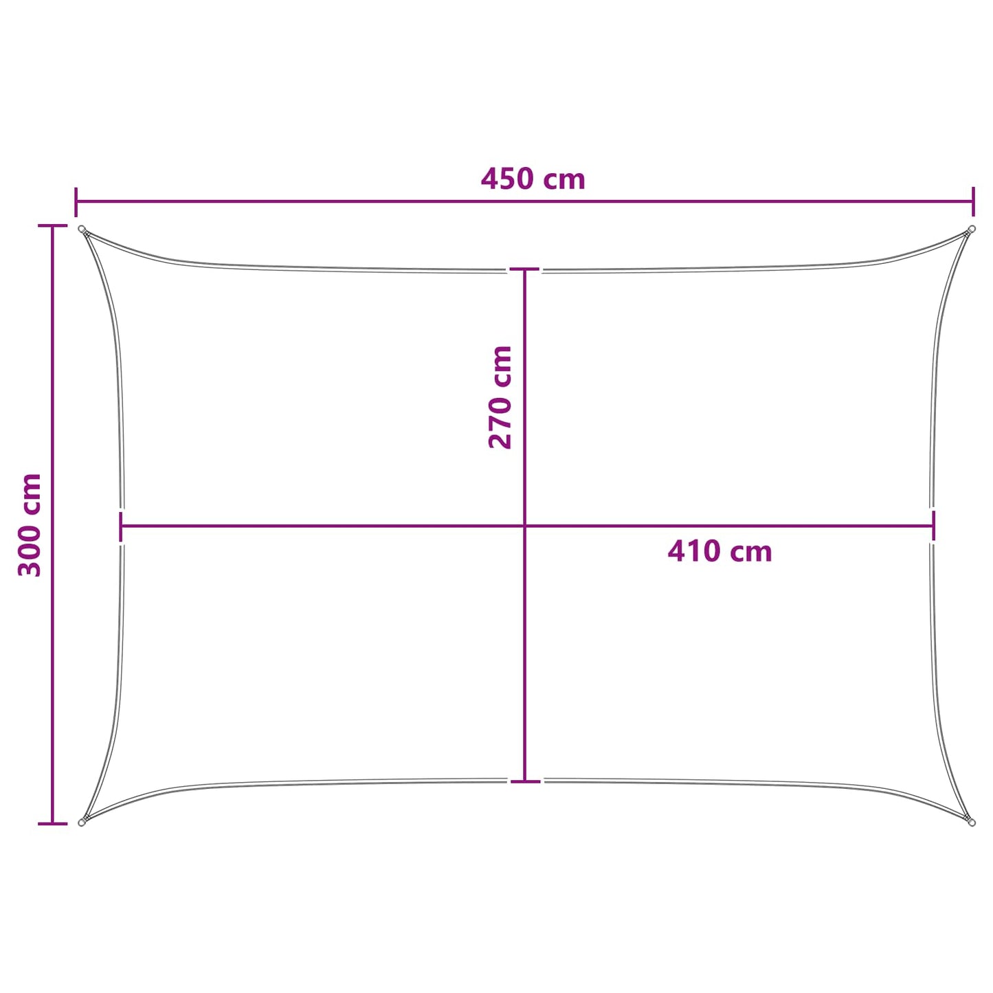 Solseil Gul og hvit 3 x 4,5 m HDPE