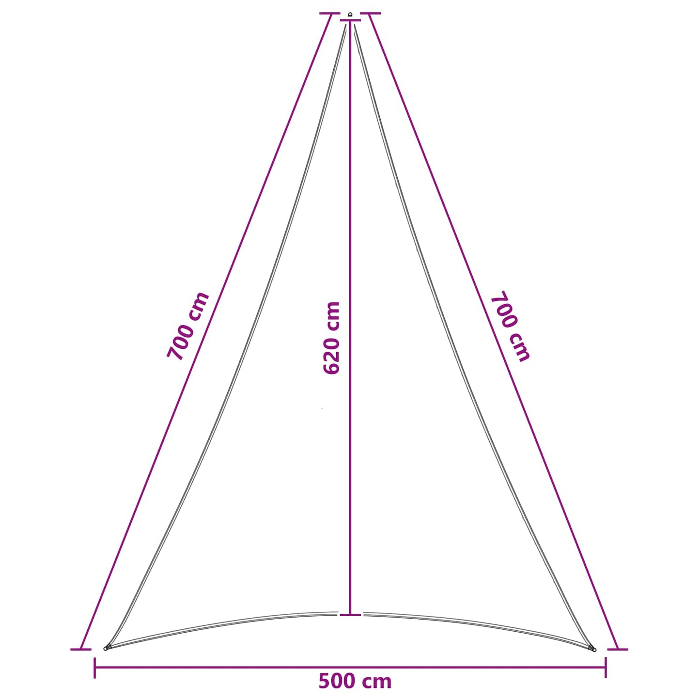 Solseil 5 x 7 x 7 m HDPE Trekantet Gul og hvit