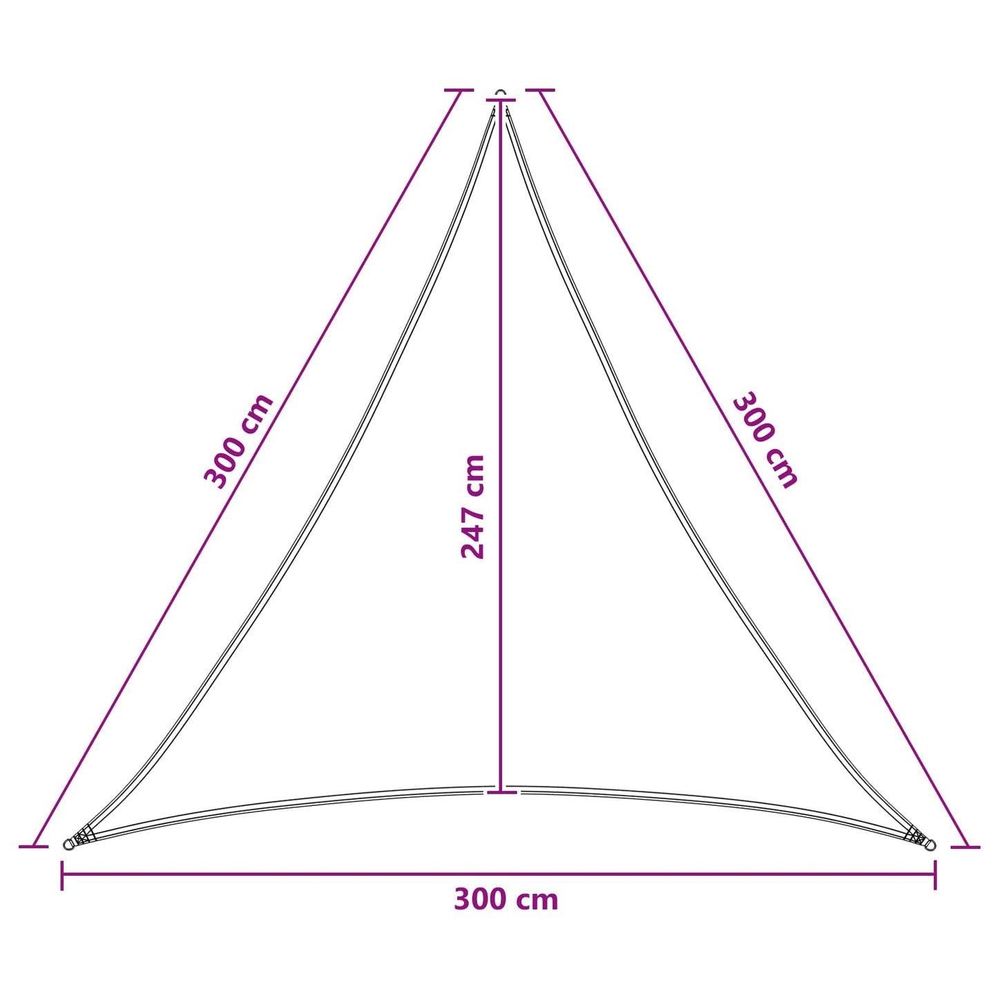 Solseil Blå og hvit 3 x 3 x 3 m HDPE