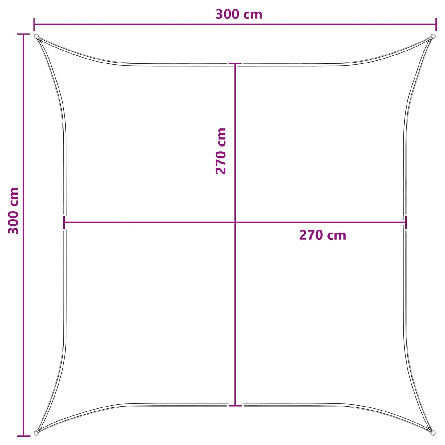 Solseil Lys Grå og Hvit 3 x 3 m HDPE