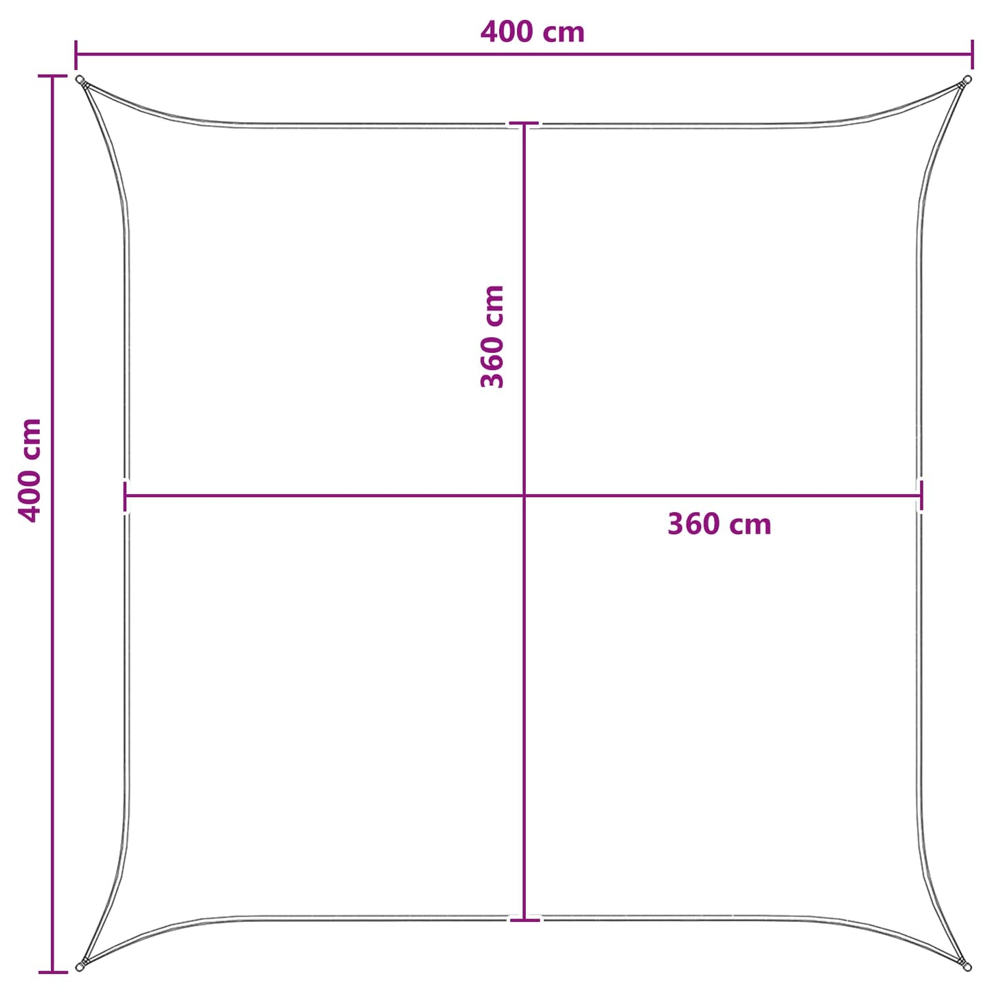Solseil Lys Grå og Hvit 4 x 4 m HDPE