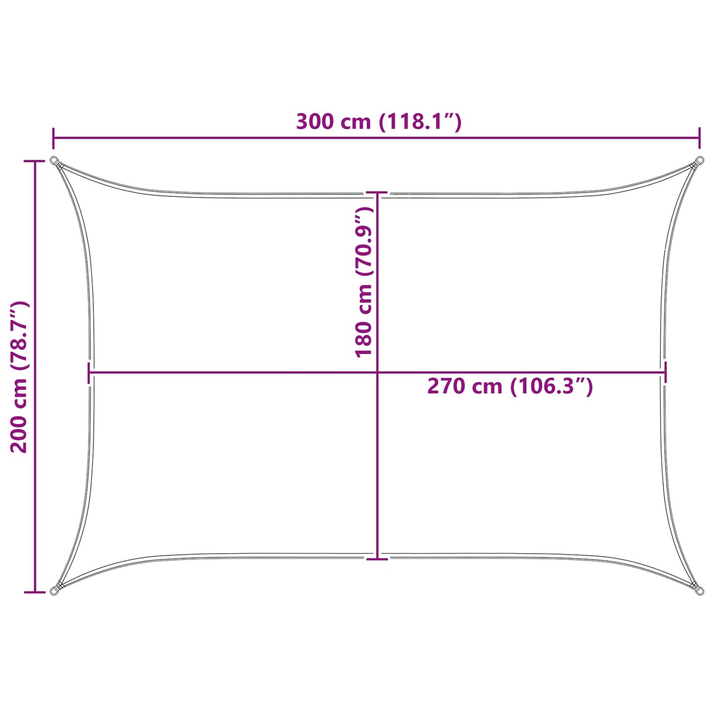 Solseil Lys Grå og Hvit 2 x 3 m HDPE