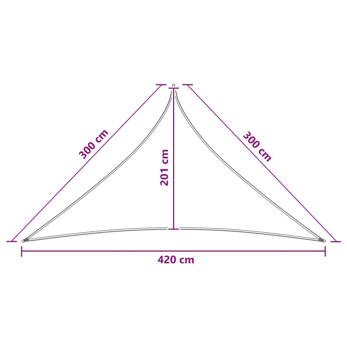 Solseil 3 x 3 x 4,2 m HDPE Trekantet Lys Grå og Hvit