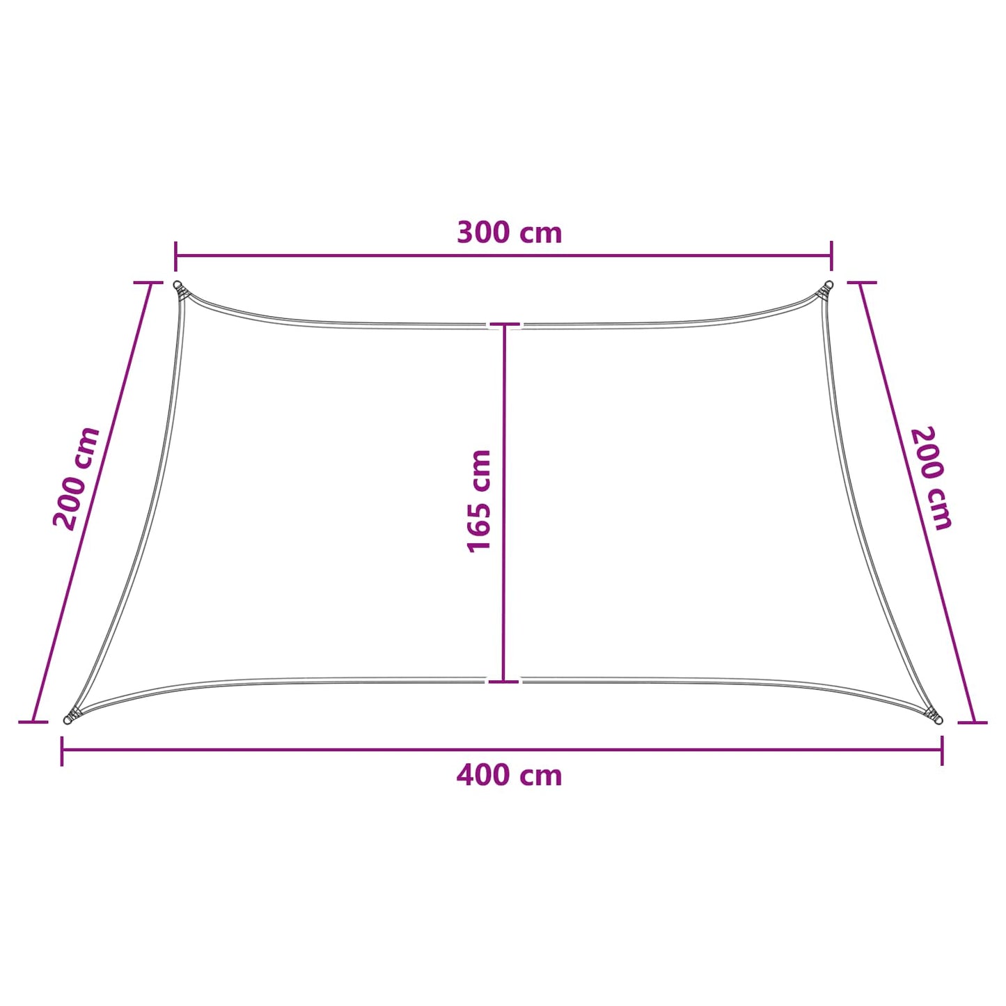 Solseil Lys Grå og Hvit 3 / 4 x 2 m HDPE
