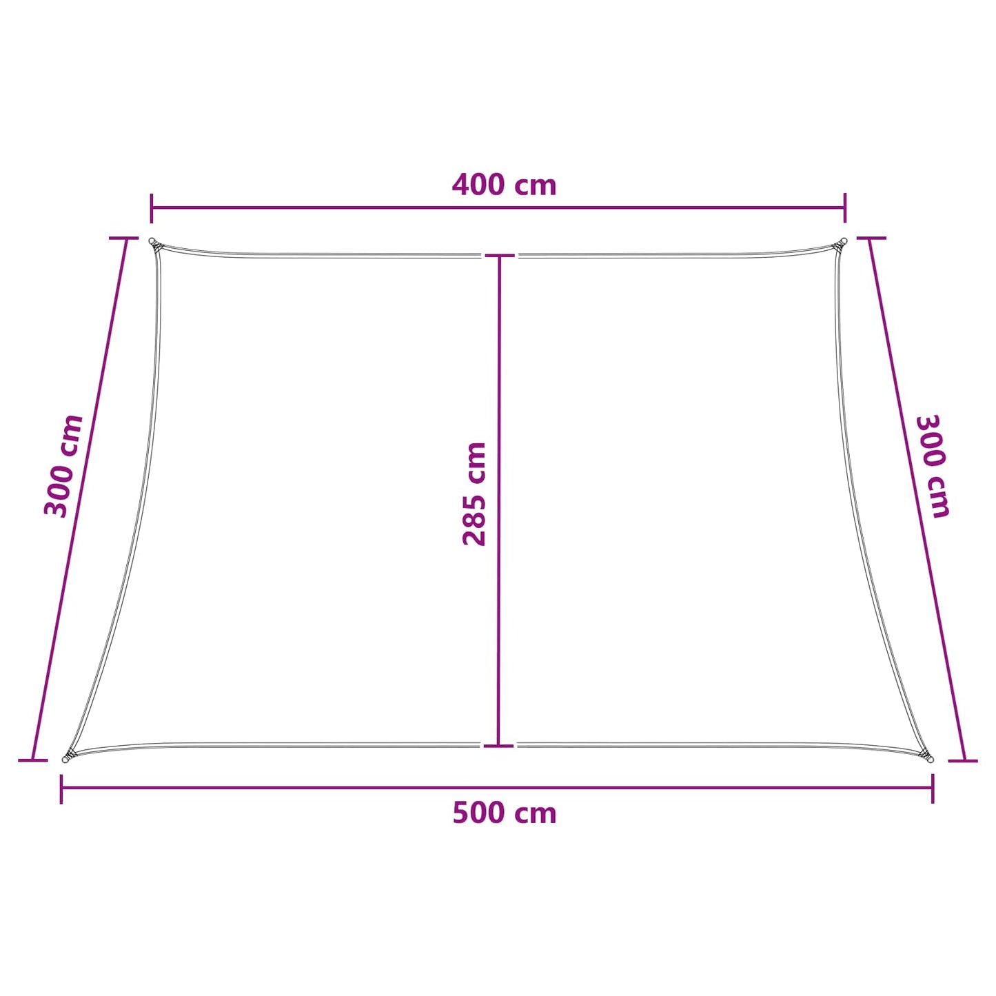 Solseil Lys Grå og Hvit 4 / 5 x 3 m HDPE