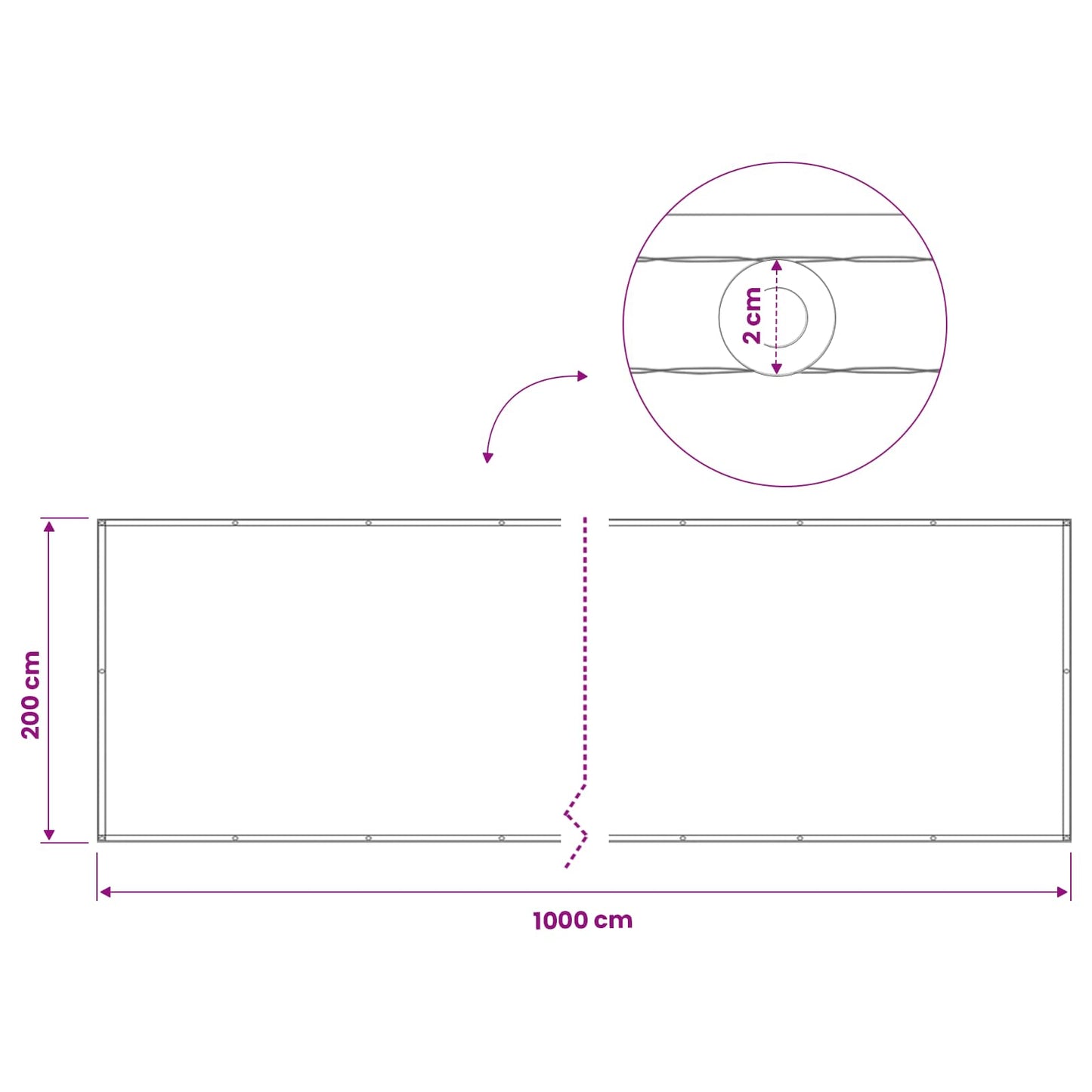 Balkong privat skjerm 200 x 1000 cm Stoff med PU-belegg