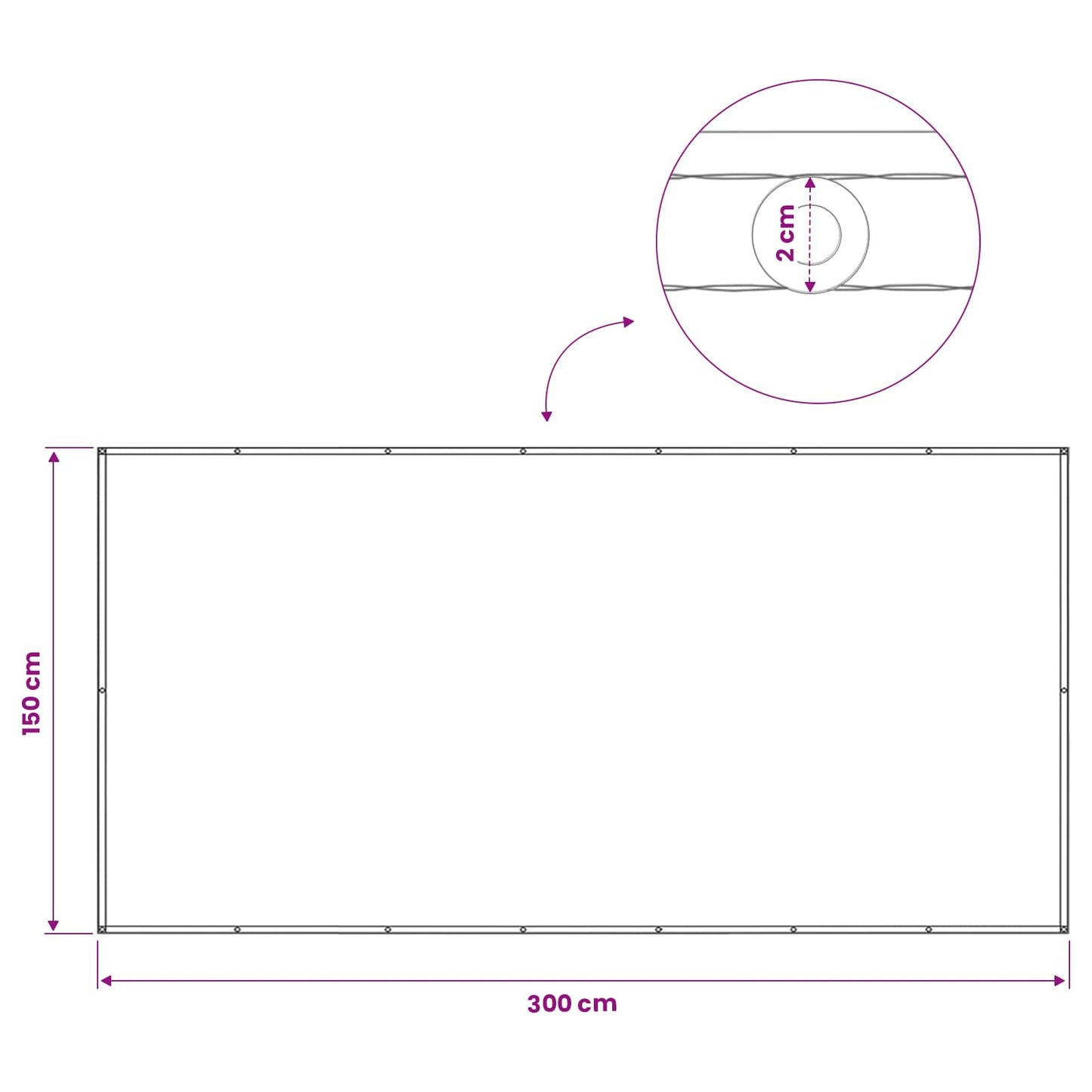 Balkong privat skjerm 150 x 300 cm Stoff med PU-belegg Krem