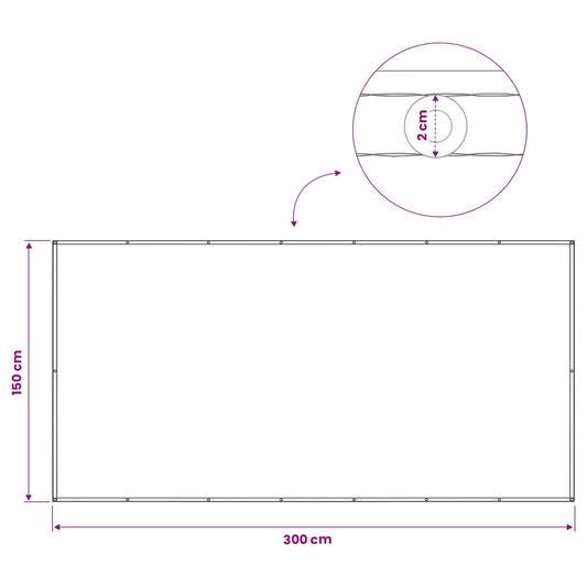 Balkong privat skjerm 150 x 300 cm Stoff med PU-belegg Krem