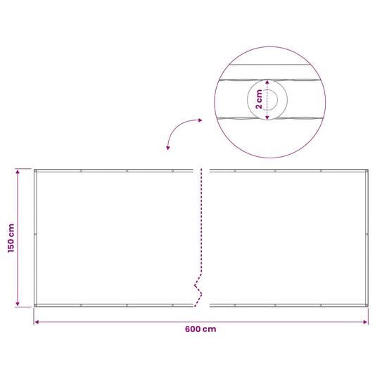 Balkong privat skjerm 150 x 600 cm Stoff med PU-belegg Krem