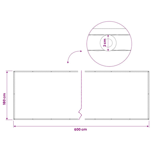 Balkong privat skjerm 180 x 600 cm Stoff med PU-belegg Krem