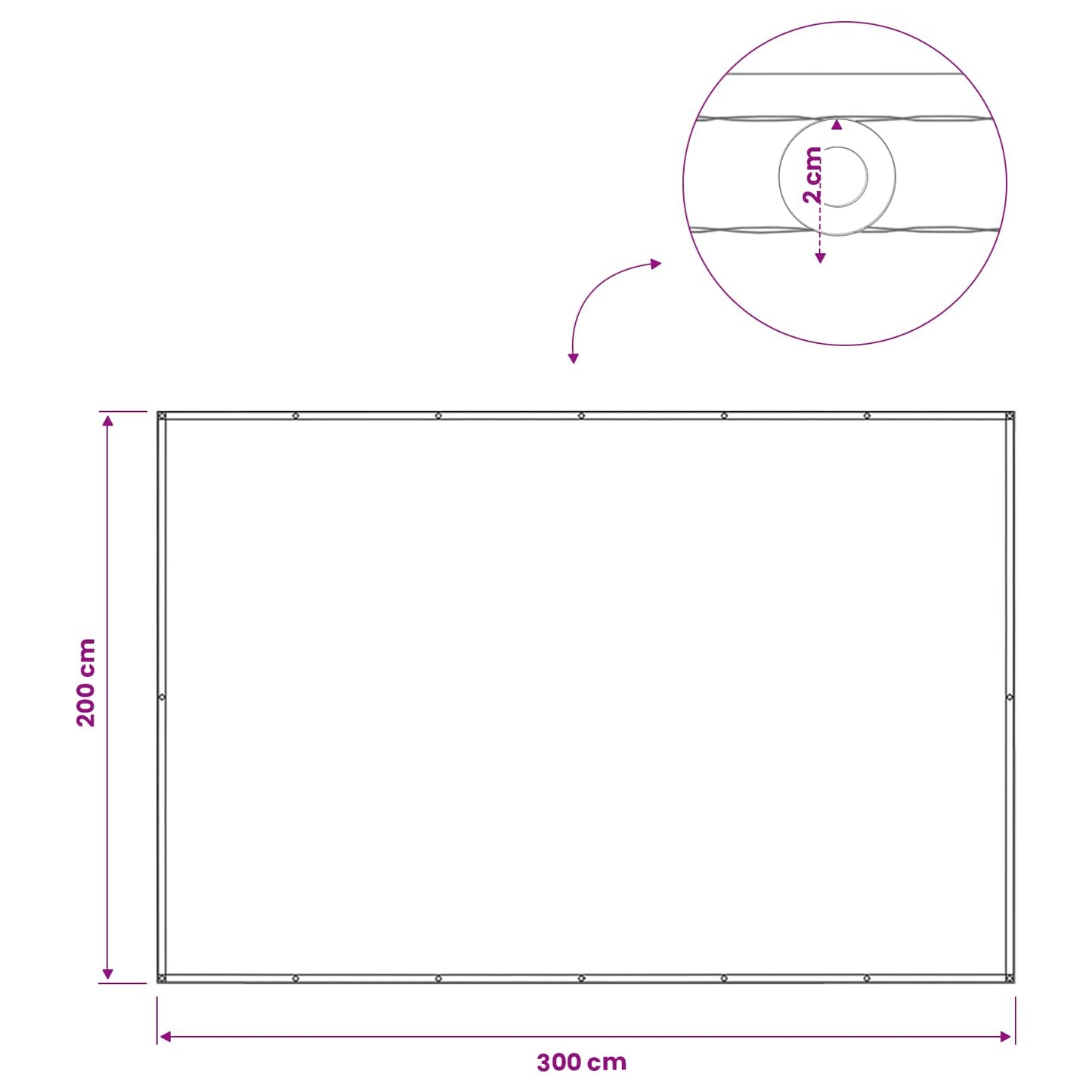 Balkong privat skjerm 200 x 300 cm Stoff med PU-belegg Krem