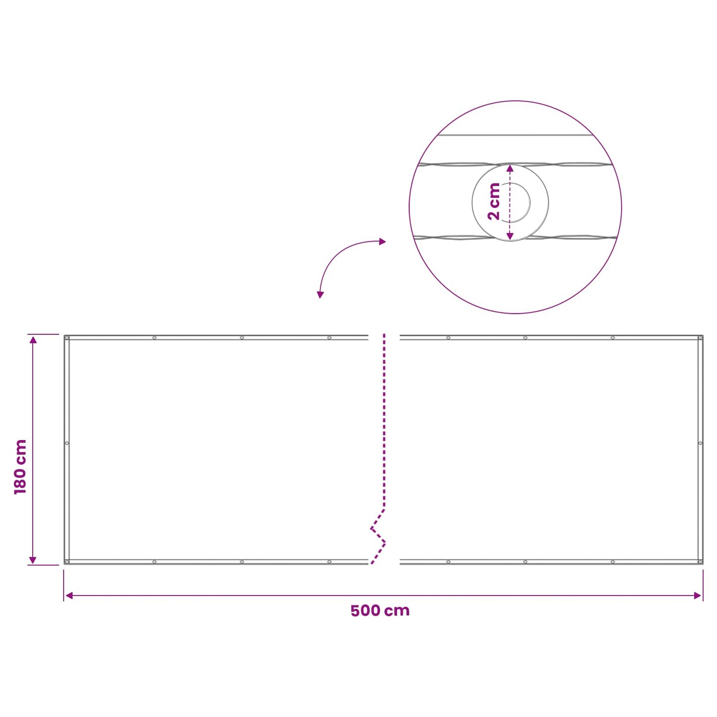 Balkong privat skjerm 180 x 500 cm Stoff med PU-belegg Brun