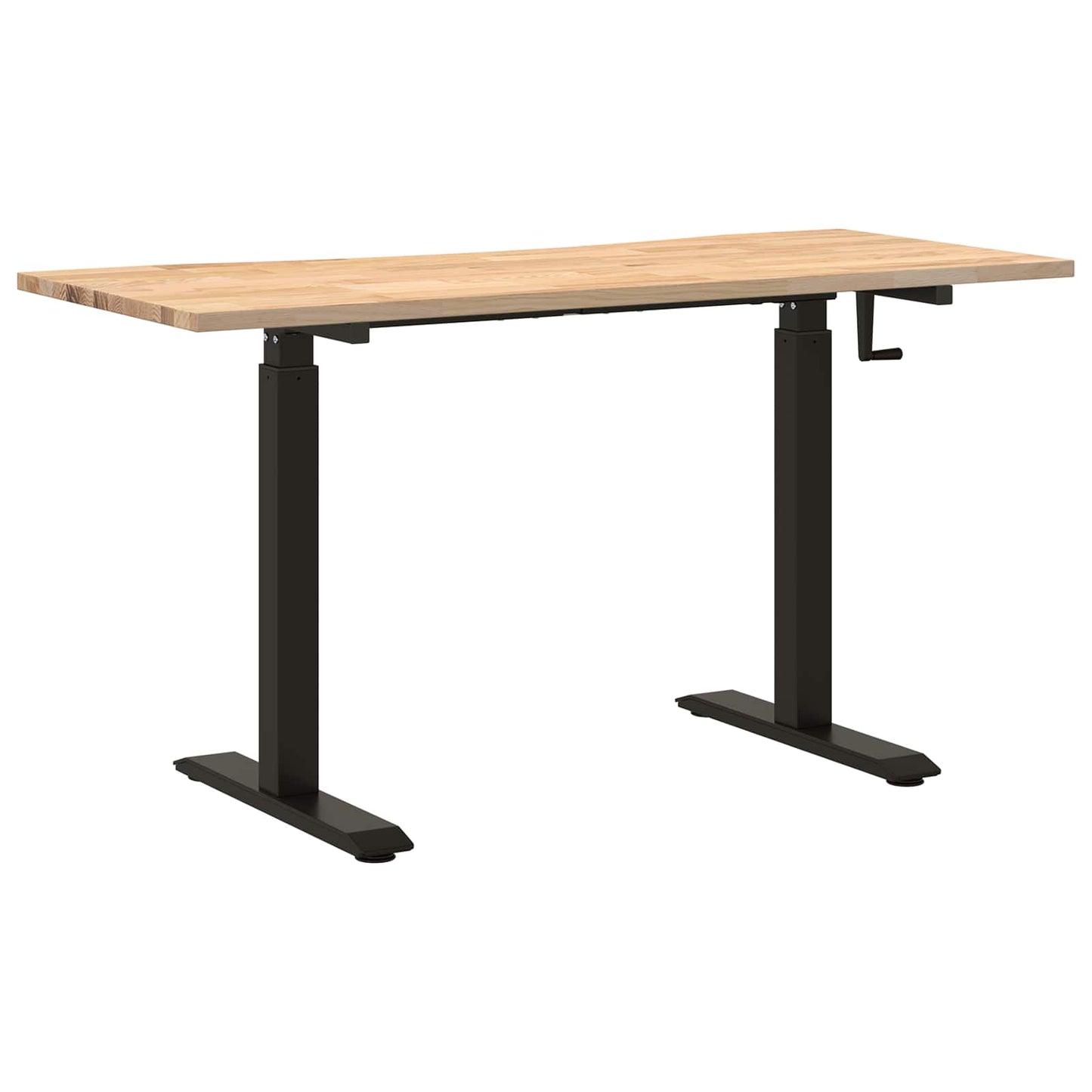 Skrivebord Svart og naturlig 140 x 60 cm Massivt Eiketre