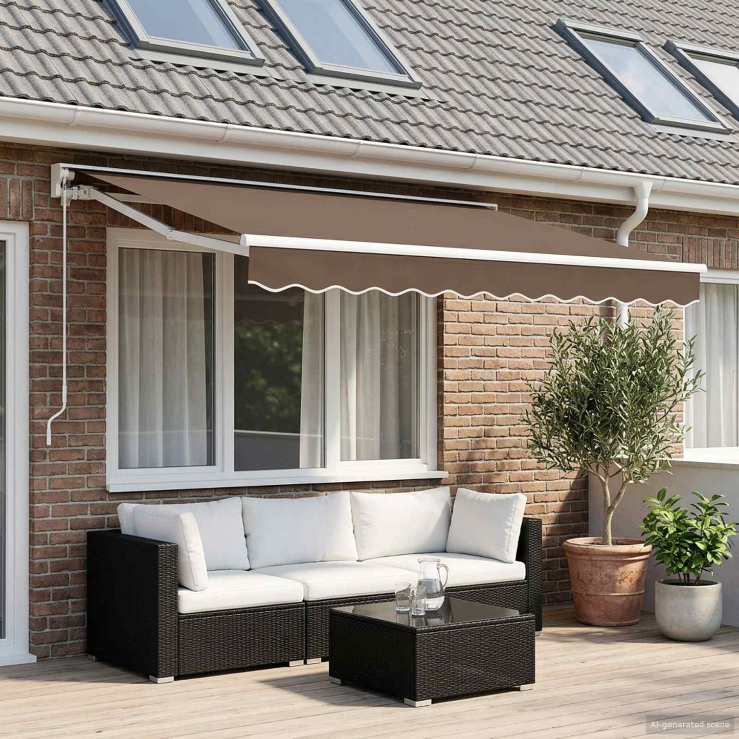 Uttrekkbar markise Gråbrun 3 x 2 m Polyester og aluminium