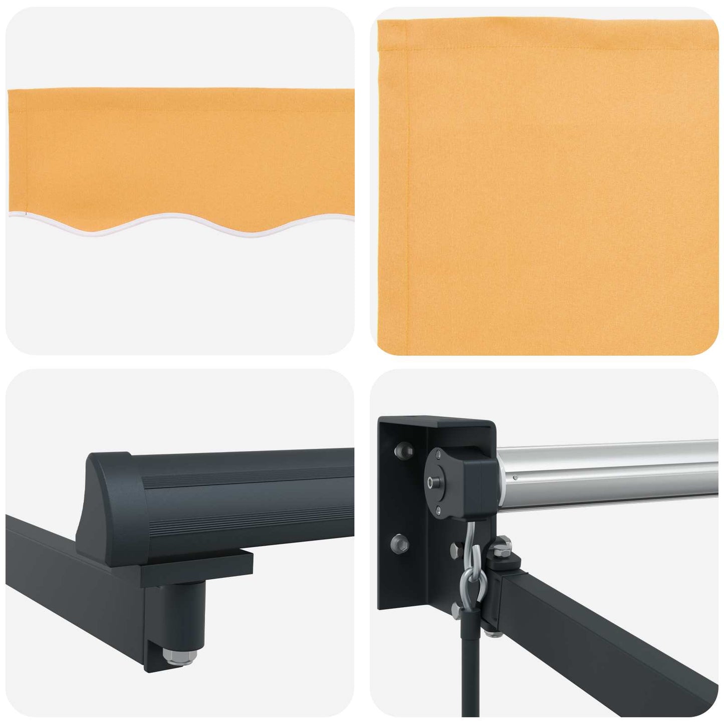 Manuell utvidbar markise med LED-lamper sand