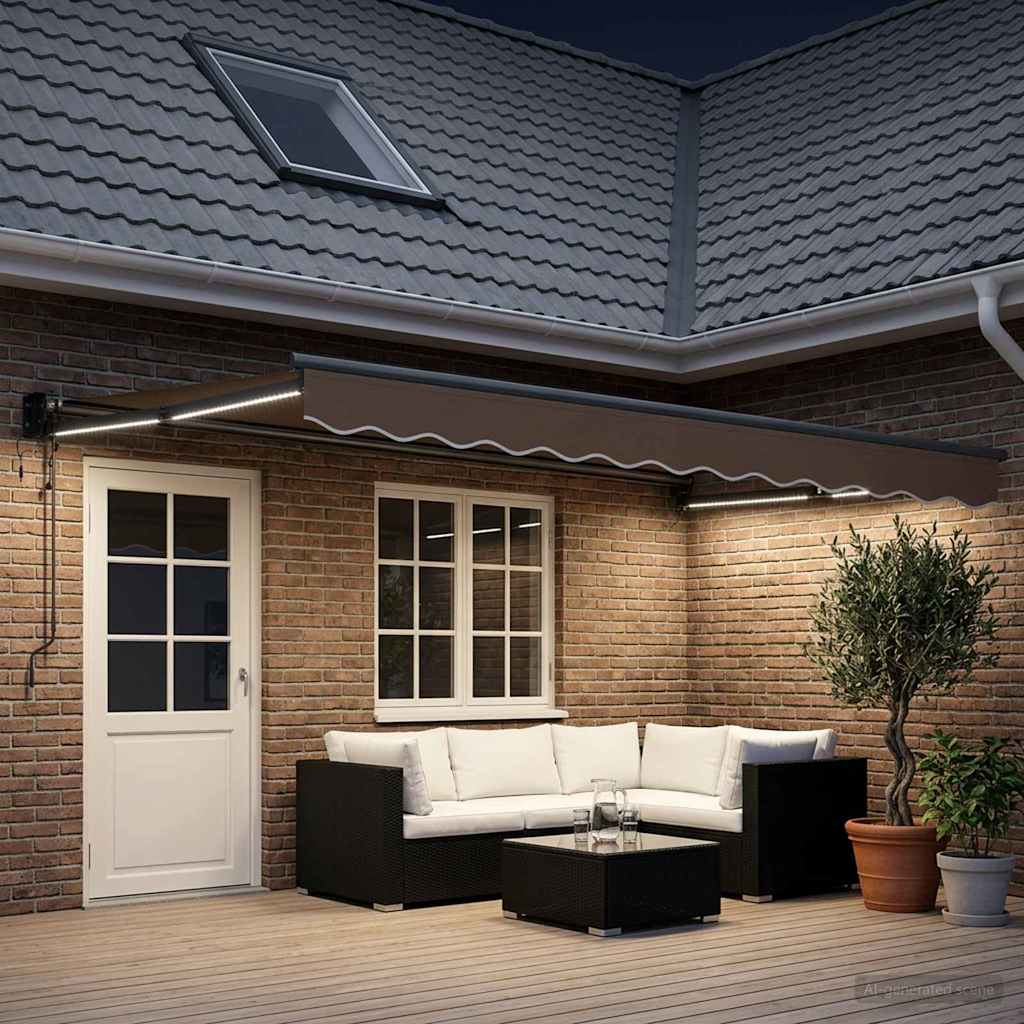 Elektrisk Utrekkbar Markise Gråbrun 100% polyester og aluminium