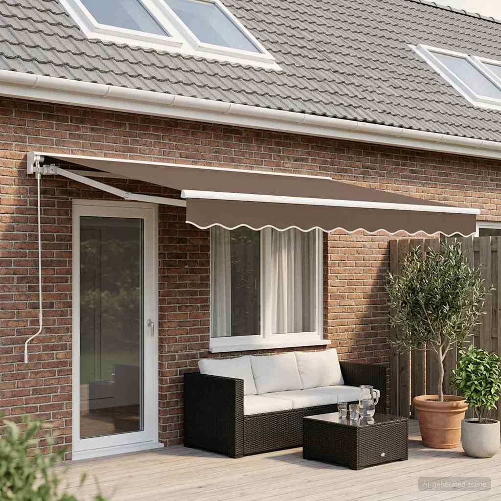 Uttrekkbar markise Gråbrun 4 x 2 m Polyester og aluminium