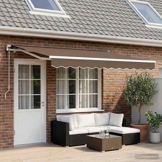 Uttrekkbar markise Gråbrun 600 × 300 cm Stoff og Aluminium