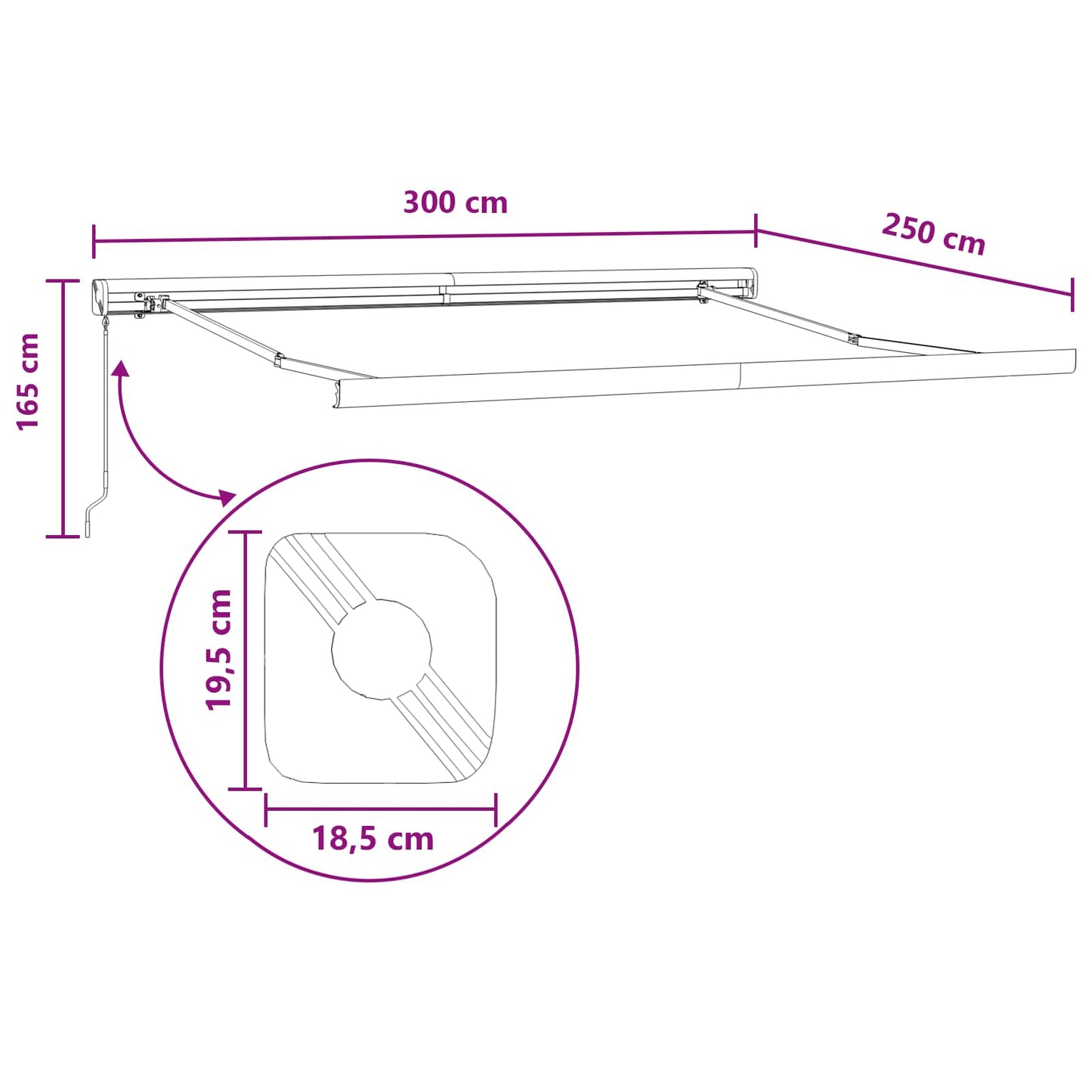Innvendbar Markise sand 300 x 250 cm Stoff og Metall