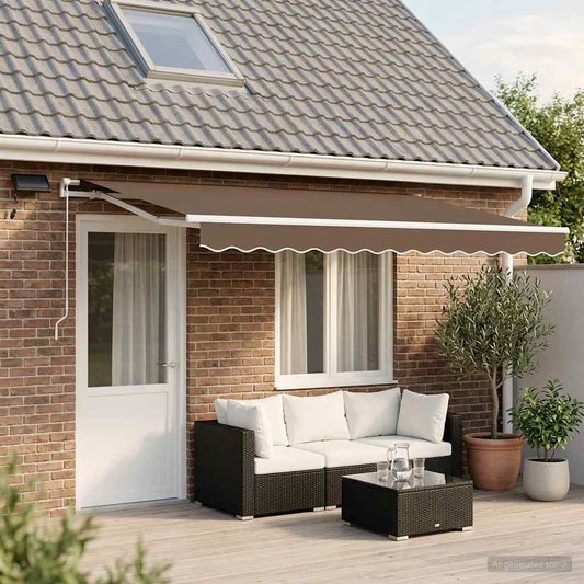 Uttrekkbar markise Gråbrun 600 × 300 cm Stoff og Aluminium