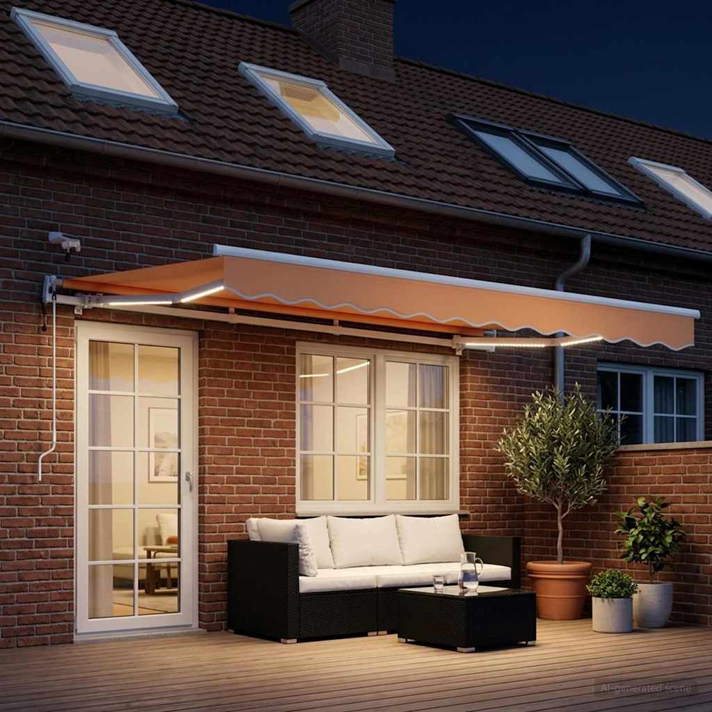 Uttrekkbar markise sand 500 × 350 cm Polyester