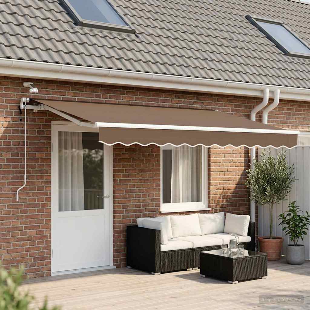 Uttrekkbar markise Gråbrun 500 × 350 cm Polyester