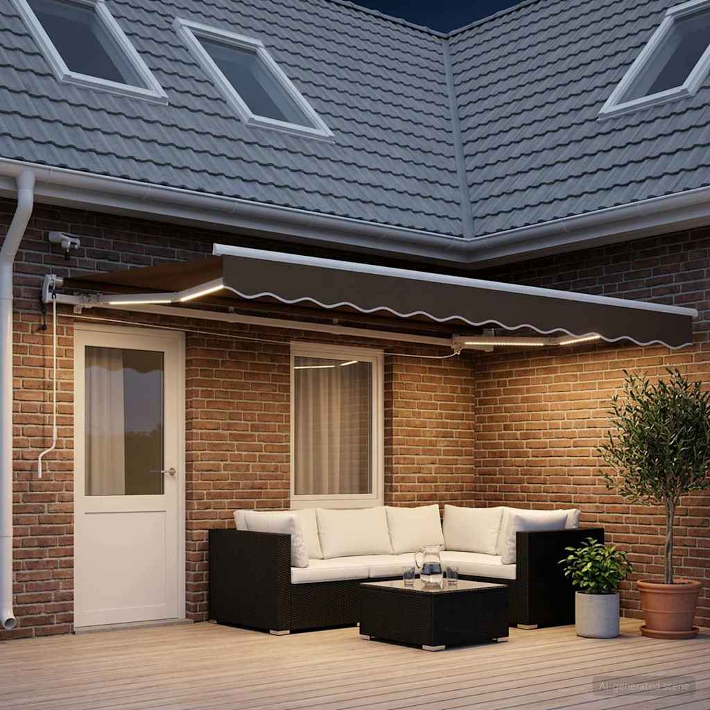 Uttrekkbar markise Gråbrun 500 × 350 cm Polyester