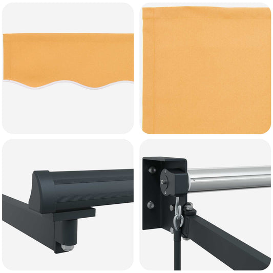 Uttrekkbar markise sand 4 × 3 m 100% polyester og aluminium